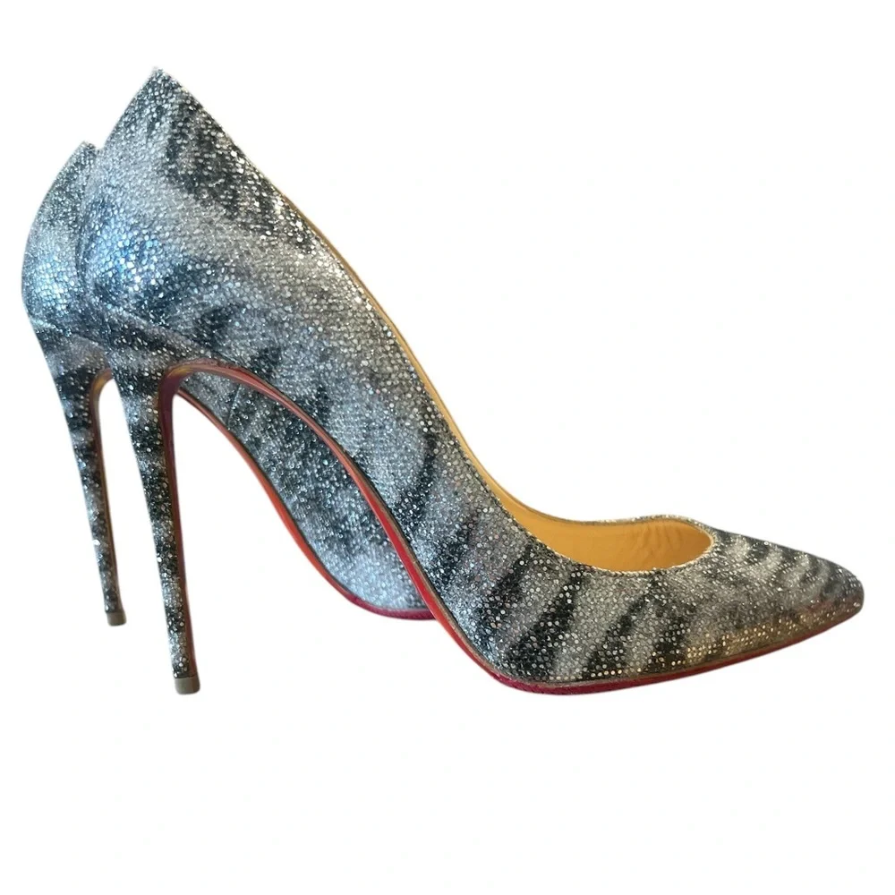 NEW PigalleFolliez 100 Glitter Sirene Christian Louboutin Paris Size 38.5 4in